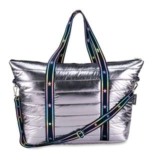 Gunmetal Puffer Tote with Gradient Star Straps